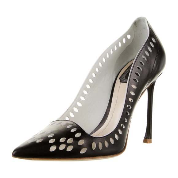CHRISTIAN DIOR Leather Cutout Accent Pumps - Picture 1 of 4